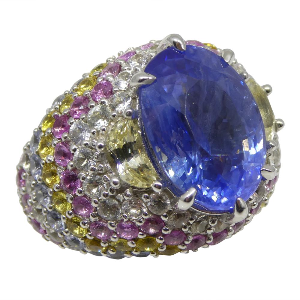 10.03ct Unheated Blue Sapphire Cluster Ring in 18k White Gold 7