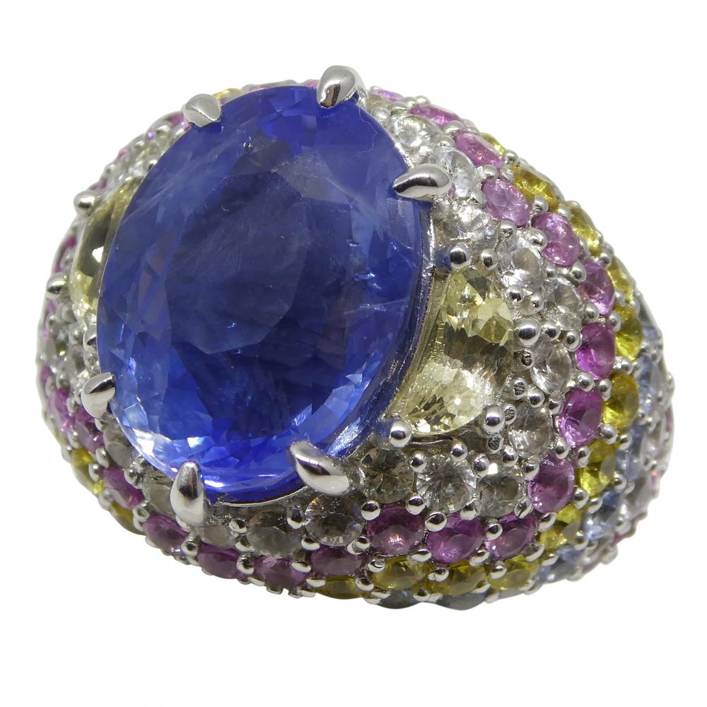 10.03ct Unheated Blue Sapphire Cluster Ring in 18k White Gold 8