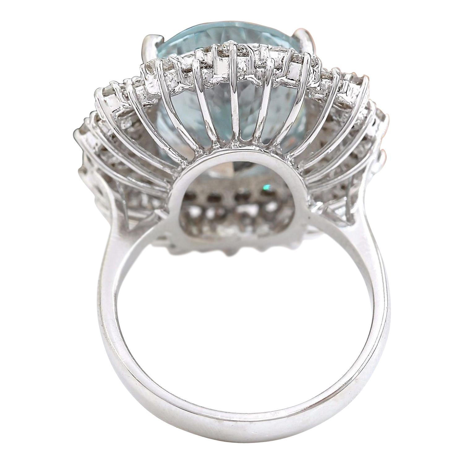 10.04 Carat Natural Aquamarine 14 Karat Solid White Gold Diamond Ring In New Condition For Sale In Los Angeles, CA