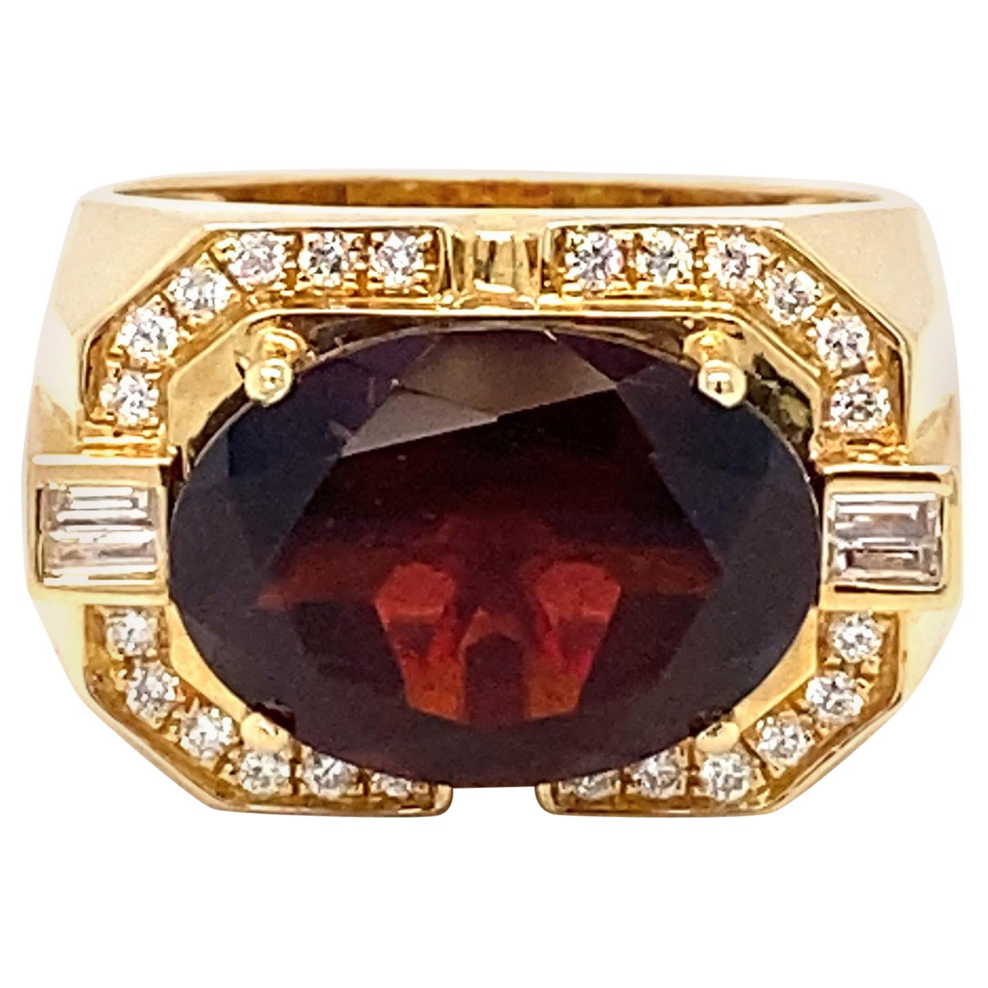 Bague pour homme en or jaune 10,04 carats de grenat ovale naturel