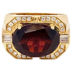 Bague pour homme en or jaune 10,04 carats de grenat ovale naturel