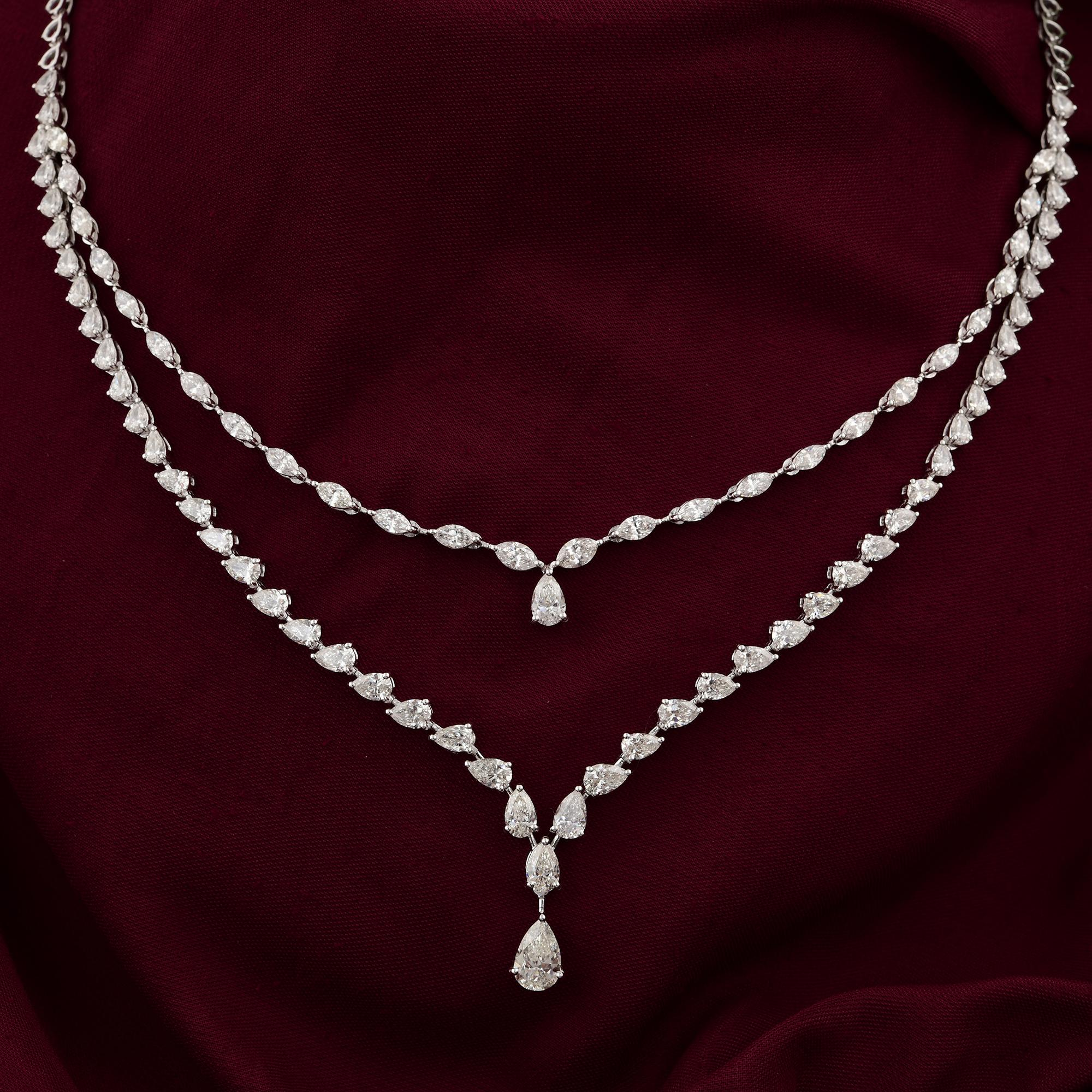 Moderne 10.04 Carat SI/H Pear Brilliant Cut Diamond Necklace 18 Karat White Gold Jewelry en vente