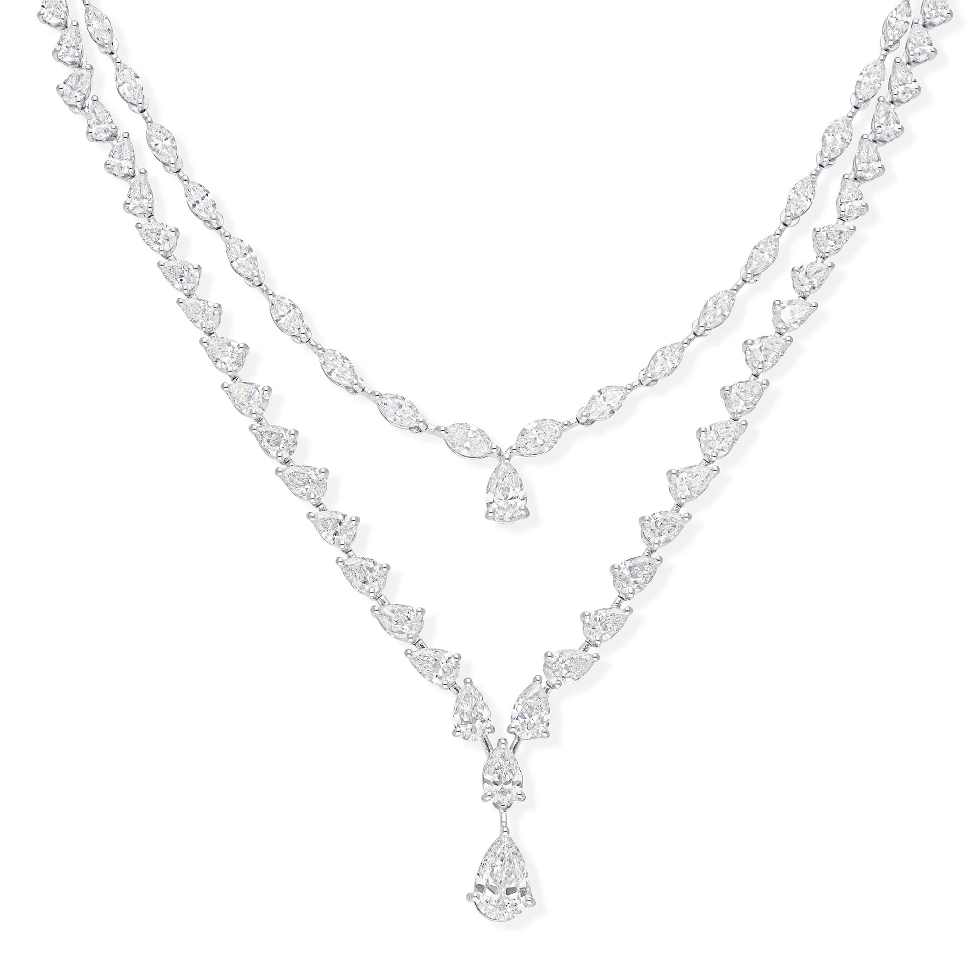Taille poire 10.04 Carat SI/H Pear Brilliant Cut Diamond Necklace 18 Karat White Gold Jewelry en vente