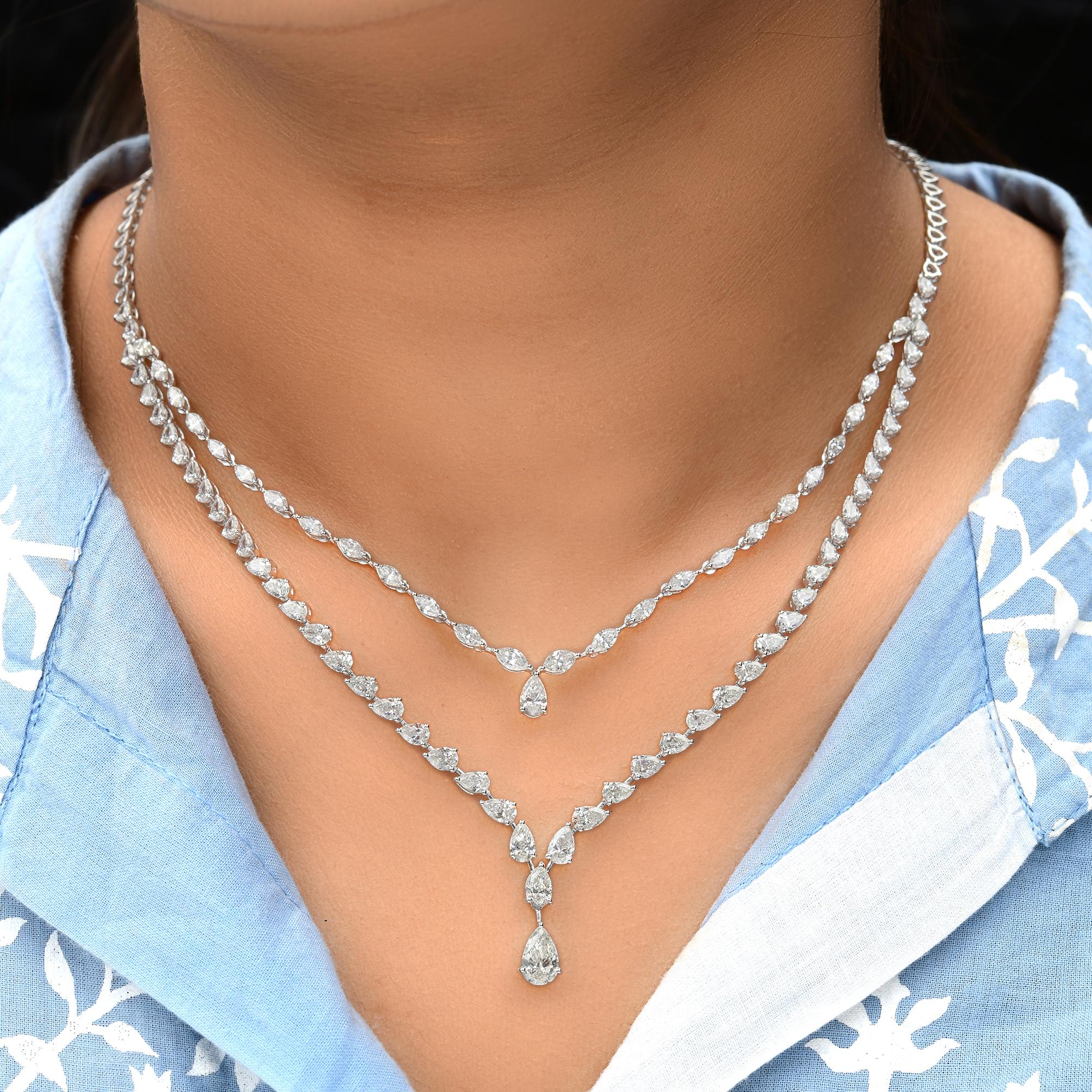 10.04 Carat SI/H Pear Brilliant Cut Diamond Necklace 18 Karat White Gold Jewelry Neuf - En vente à Diera, Dubai