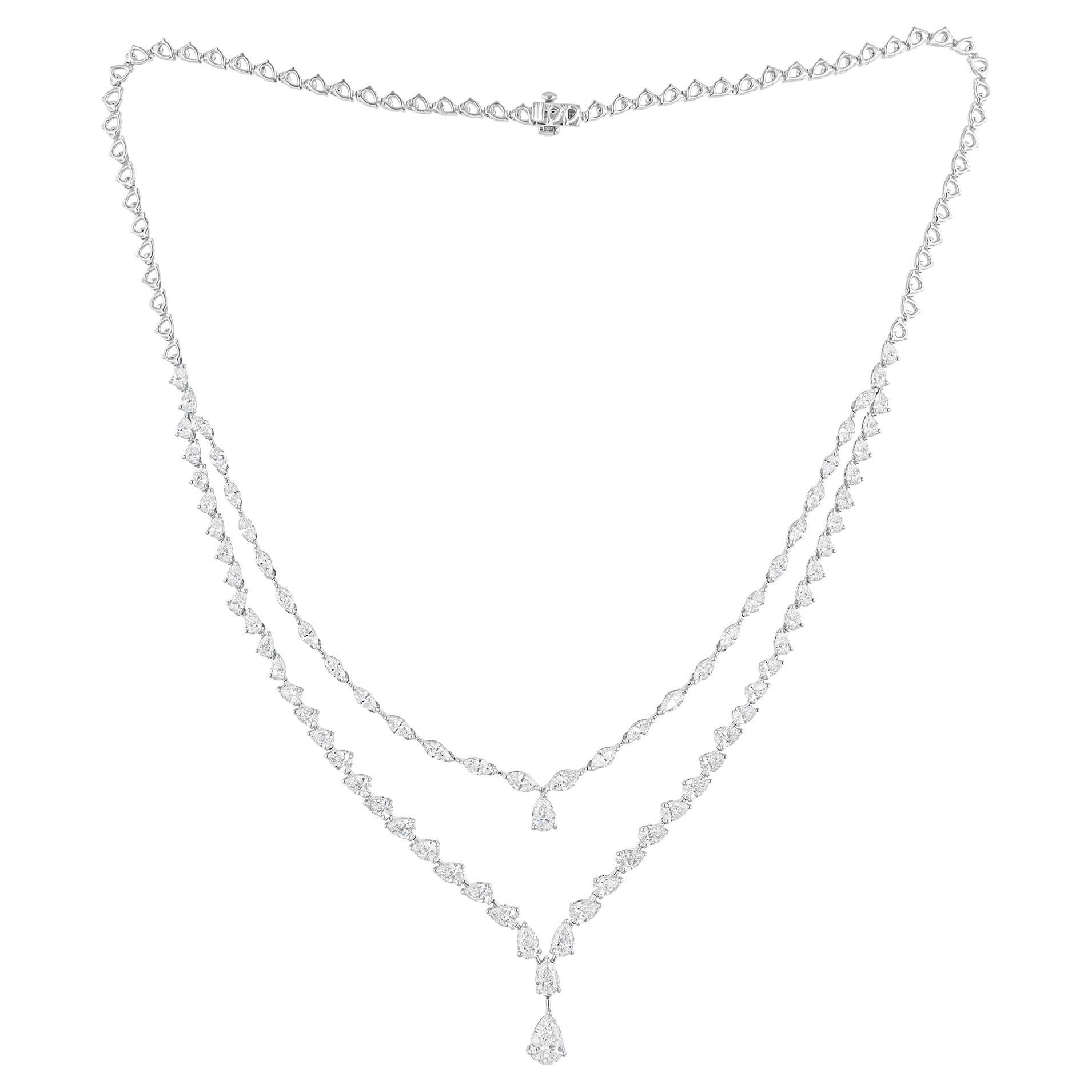 10,04 Carati SI/H Collana di diamanti taglio pera Brilliante Gioielli in oro bianco 18 carati