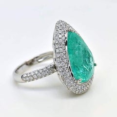 Bague en or blanc 18 carats sertie d'une tourmaline Paraíba naturelle de 10,04 carats, de couleur bleu-vert néon vif