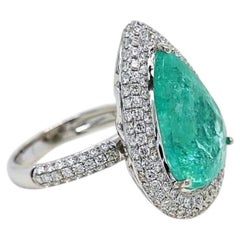 Bague en or blanc 18 carats sertie d'une tourmaline Paraíba naturelle de 10,04 carats, de couleur bleu-vert néon vif
