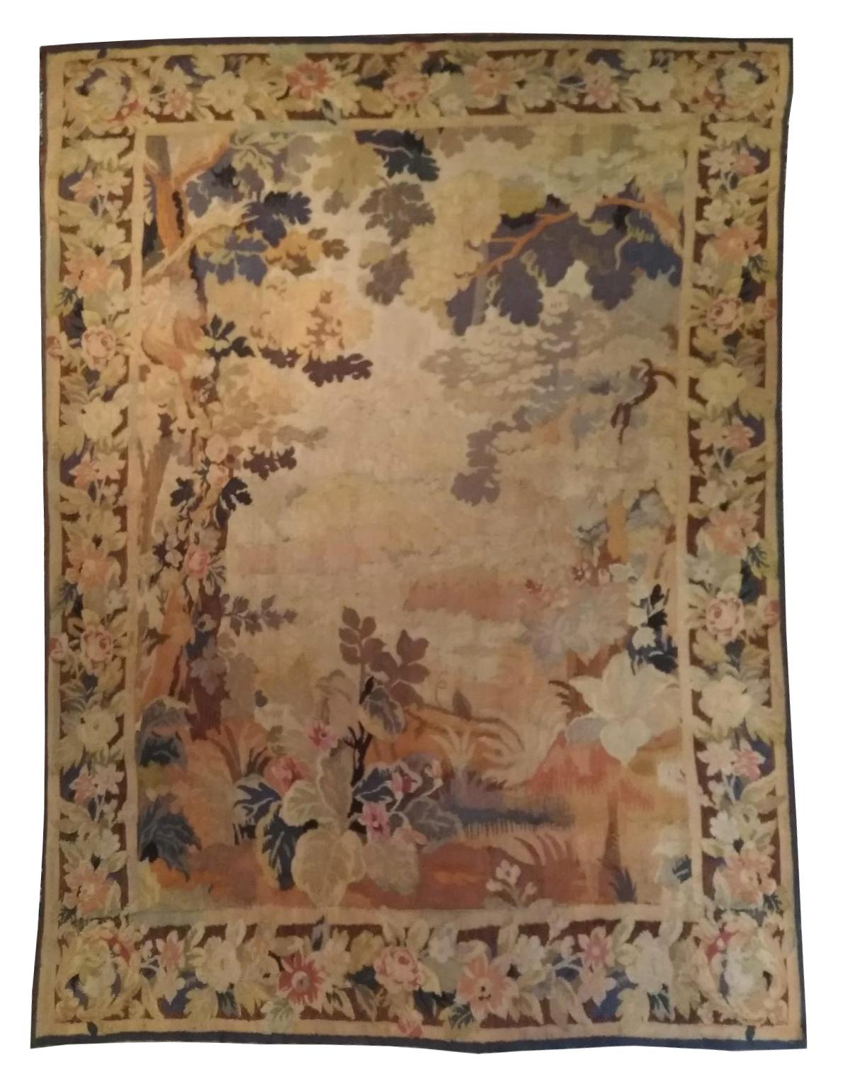 1005 - Very beautiful tapestry from the beginning of the 20th century with a drawing of greenery.