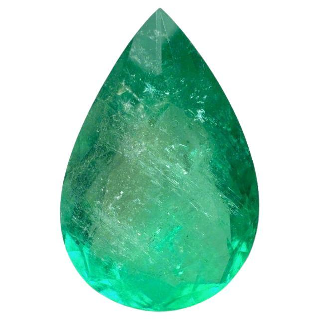 Smeraldo colombiano verde grande da 10,05 carati 20x13 - Gemma di maggio con taglio a pera