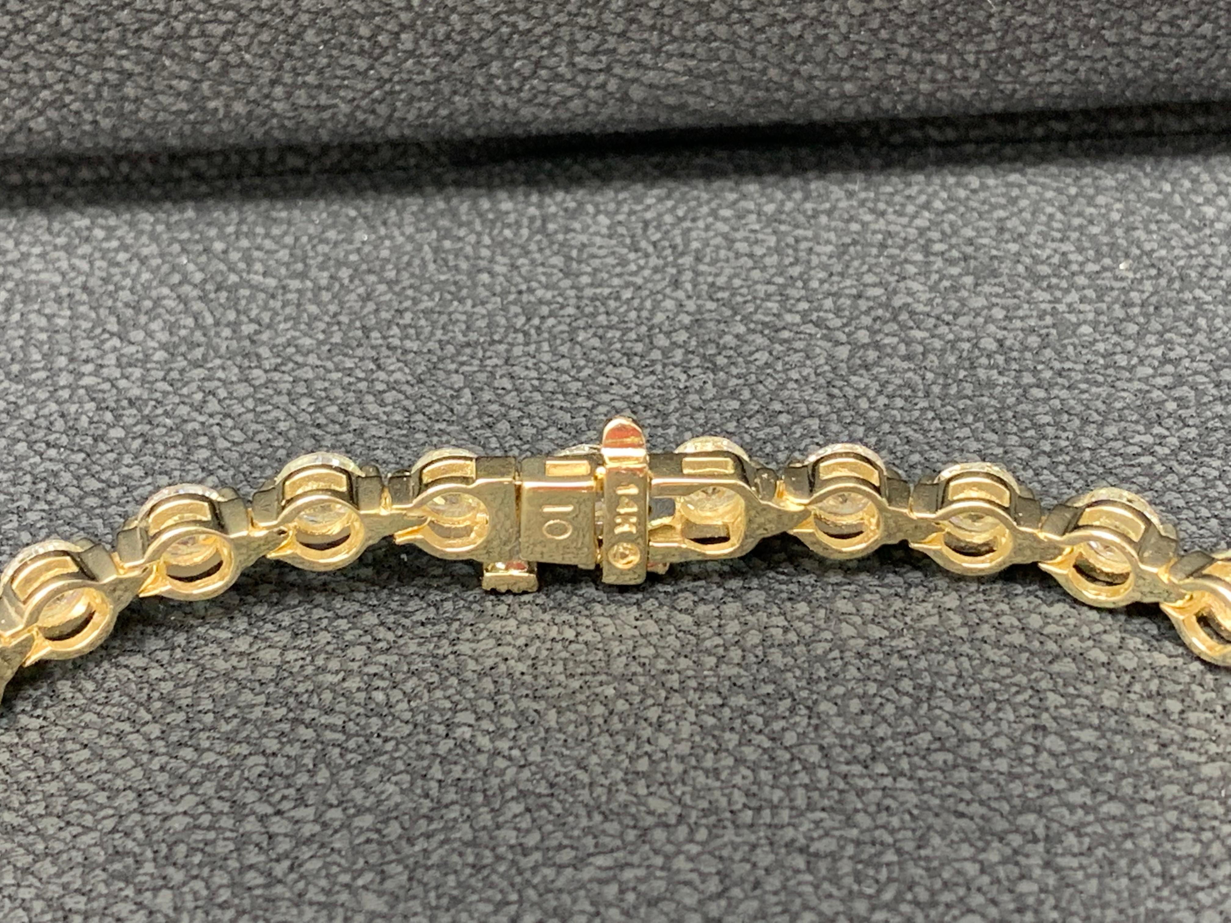 Bracelet tennis en or jaune 14 carats avec diamants ronds taille brillant de 10,05 carats en vente 5