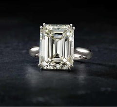 10.05 Carat Natural Diamond Ring Emerald Cut Color L Clarity SI1