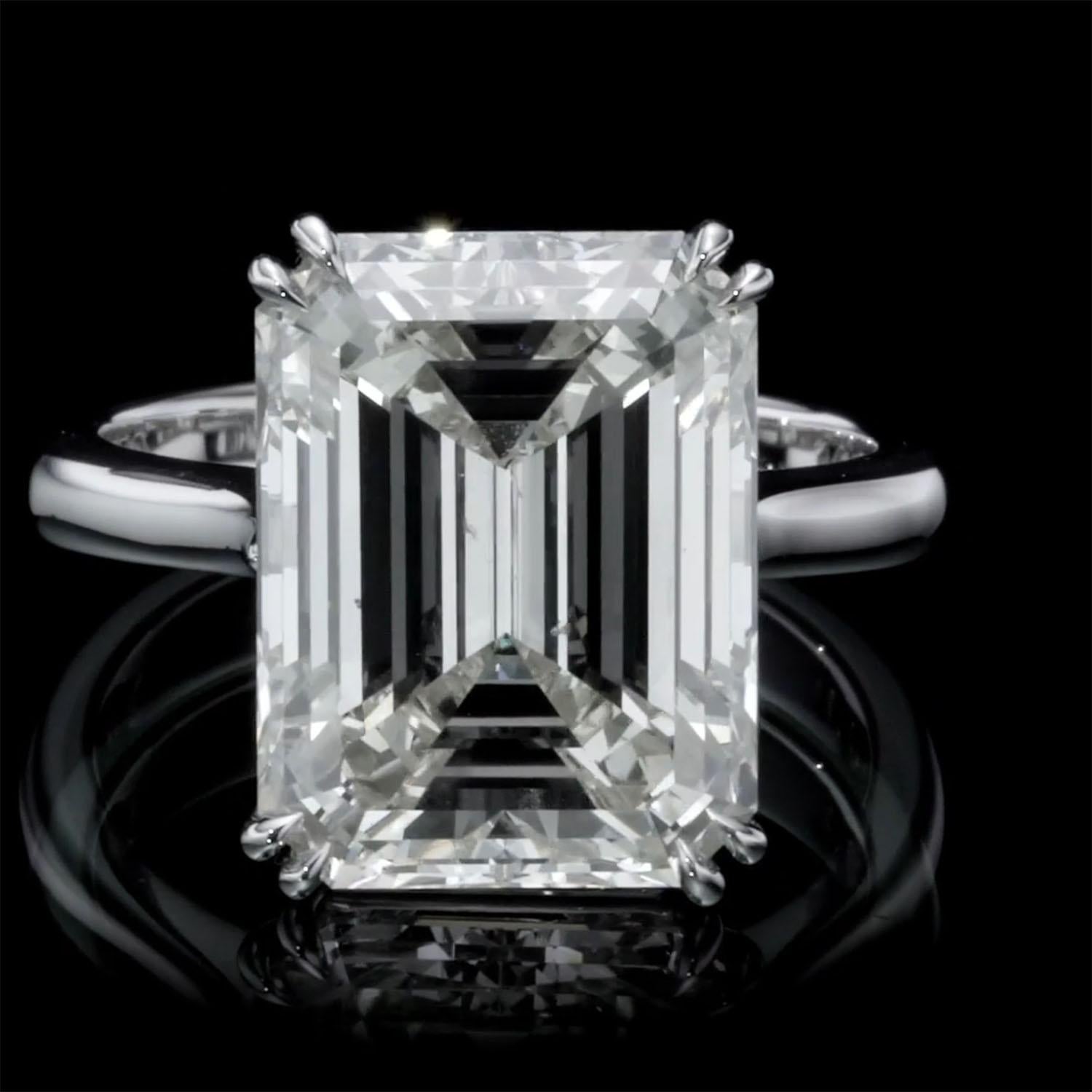 10.05 Carat Natural Diamond Ring Emerald Cut Color L Clarity SI1 In New Condition For Sale In Ramat Gan, IL