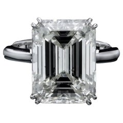 10.05 Carat Natural Diamond Ring Emerald Cut Color L Clarity SI1