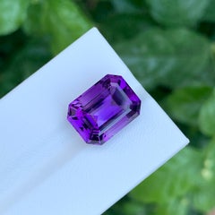 10.05 Carat Natural Loose Deep Purple Amethyst Emerald Shape Gemstone