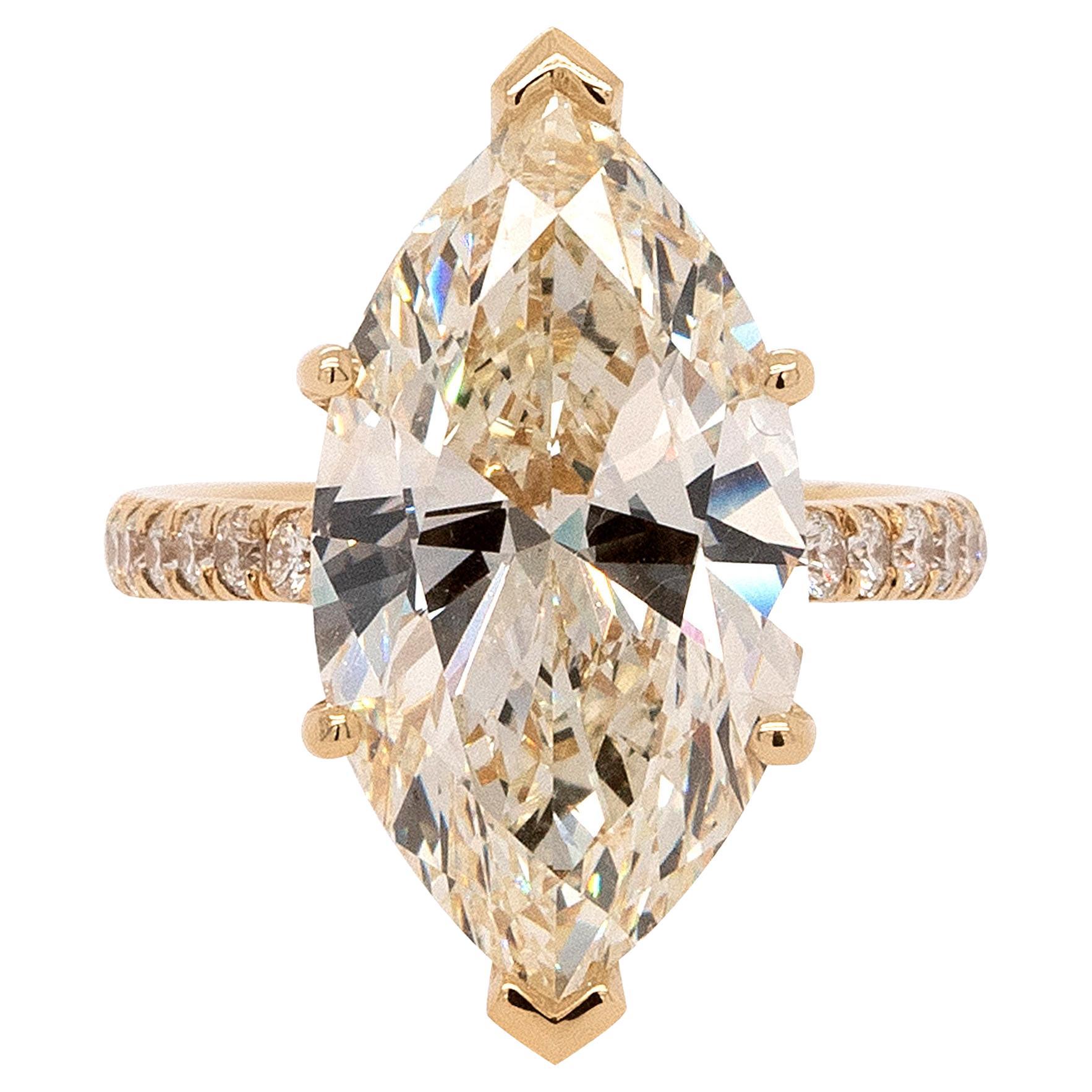 10.05 Carat Natural Marquise Cut GIA Diamond Ring For Sale
