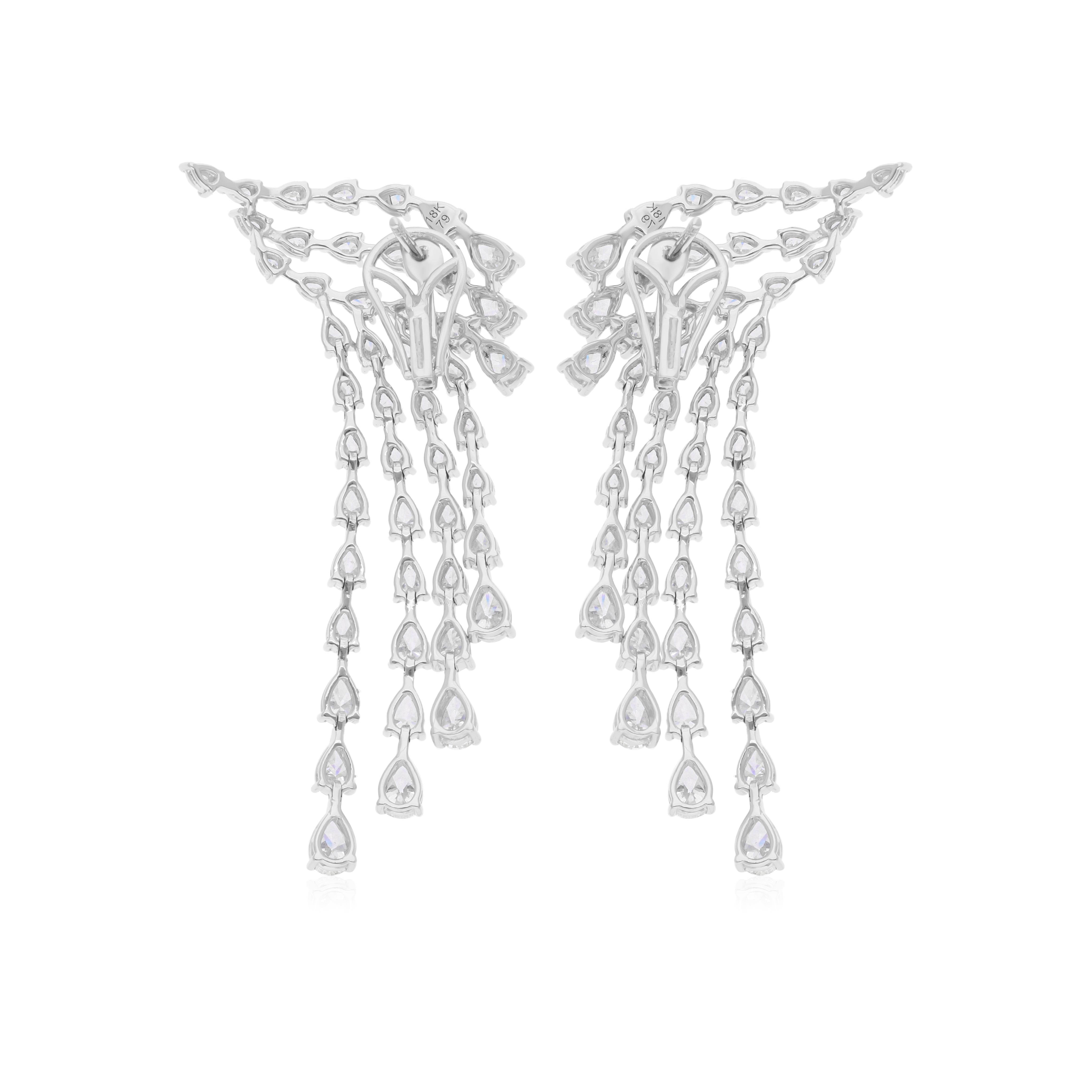Taglio a goccia 10.05 Carat SI Clarity HI Color Pear Diamond Chandelier Earrings 18k White Gold in vendita