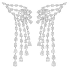 10.05 Carat SI Clarity HI Color Pear Diamond Chandelier Earrings 18k White Gold