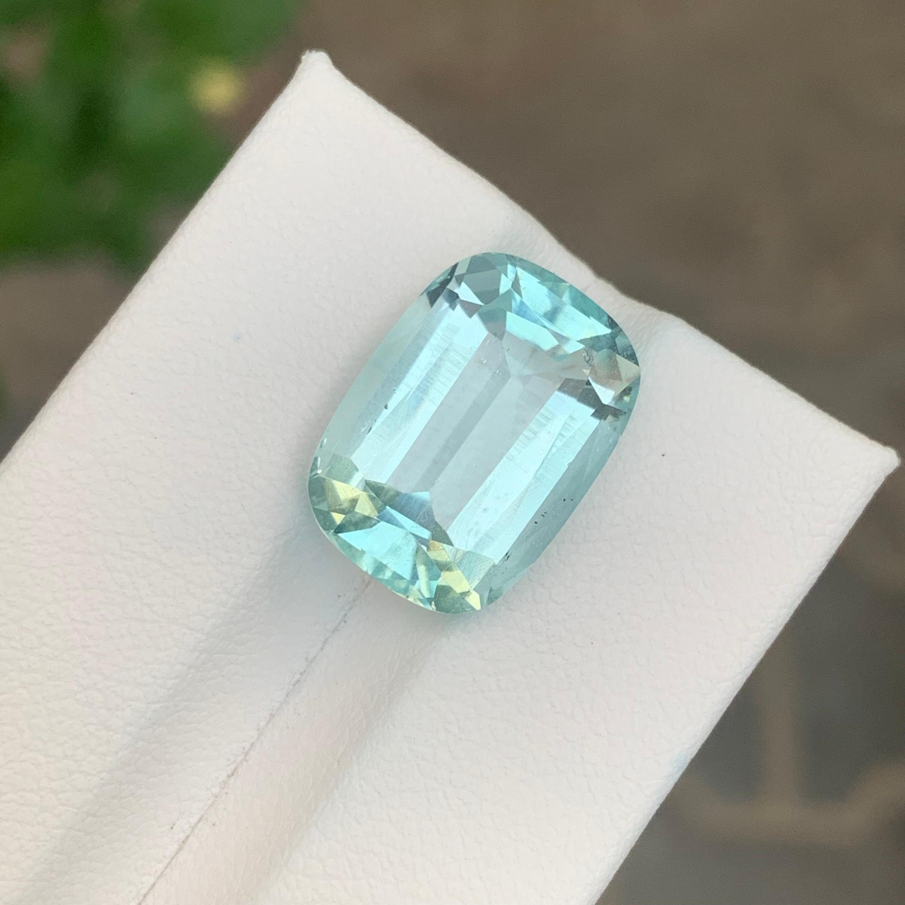 10,05 Karat unbehandelter natürlicher loser Aquamarin Edelstein Cushion Shape im Angebot 10
