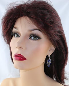10.06 Carat Blue Sapphire and Diamond Gold Chandelier Earrings