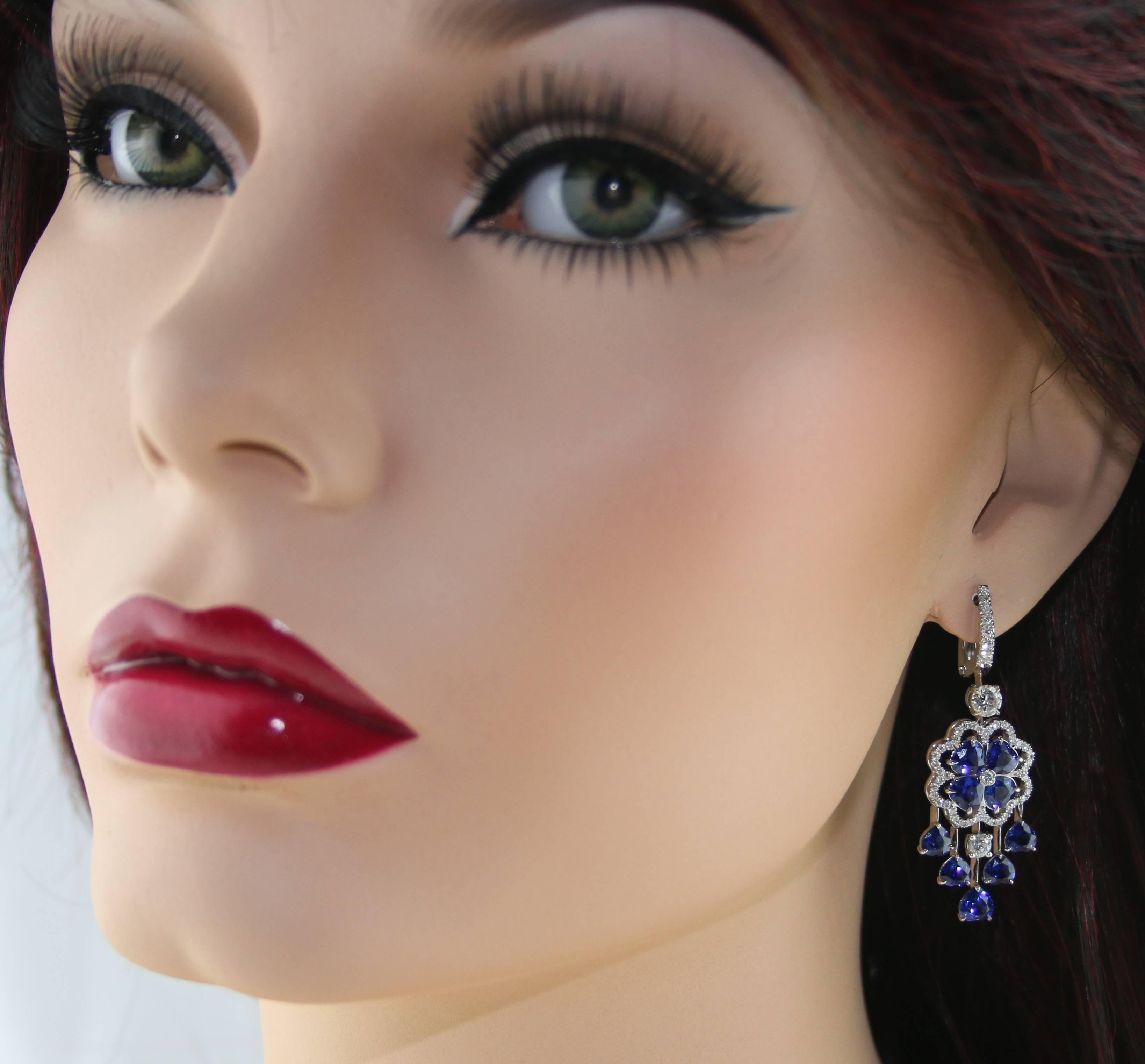 blue sapphire chandelier earrings