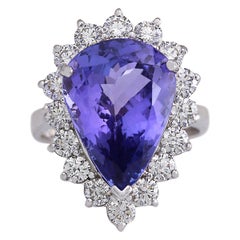 10.06 Carat Tanzanite 18 Karat White Gold Diamond Ring