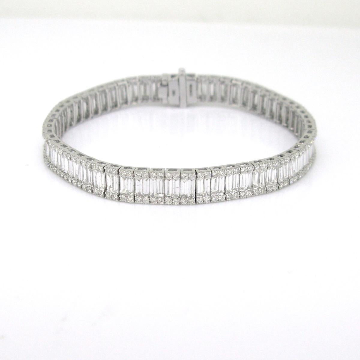 10.06ct Diamonds Line Tennis Bracelet, 18kt White Gold In Excellent Condition In London, GB
