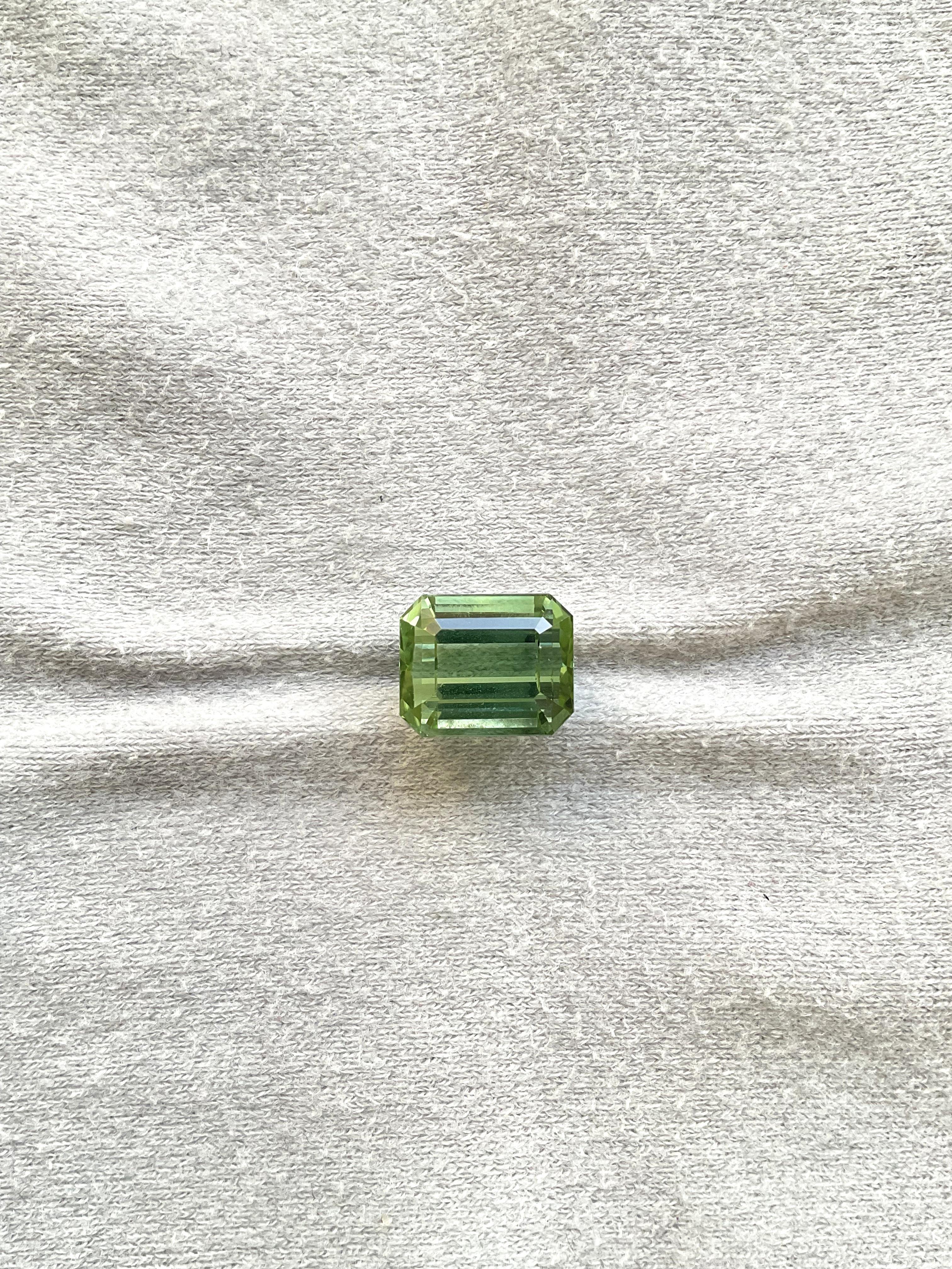 Art Deco 10.07 carats green Tourmaline octagon Faceted cut stone Top Quality Natural gem For Sale