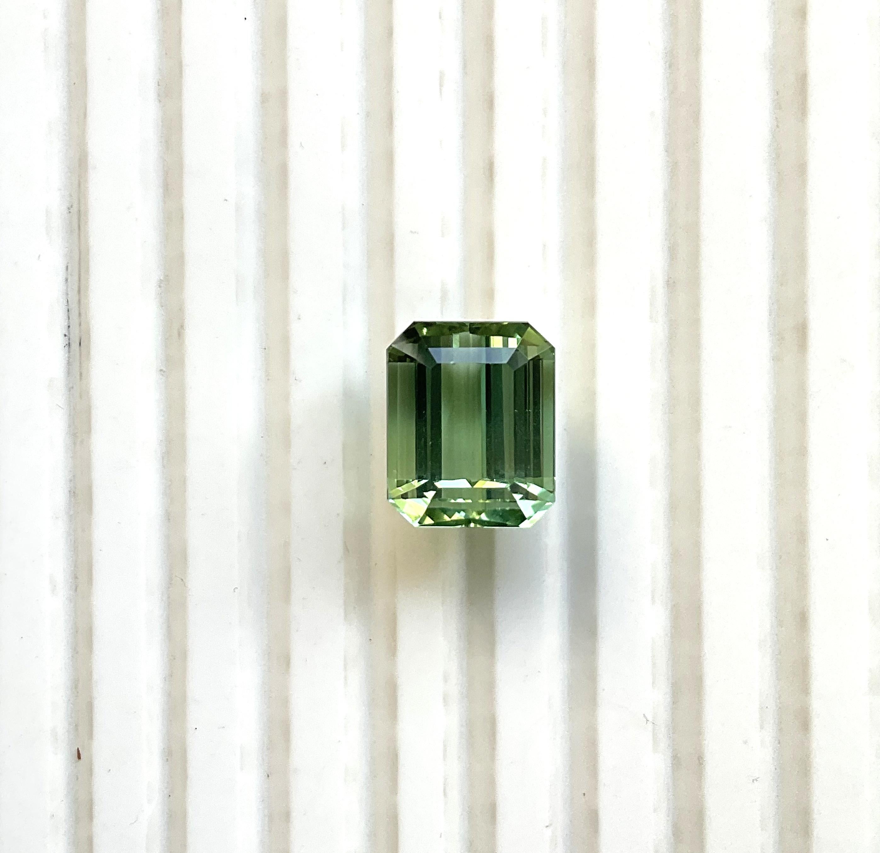 10.07 carats green Tourmaline octagon Faceted cut stone Top Quality Natural gem For Sale 2