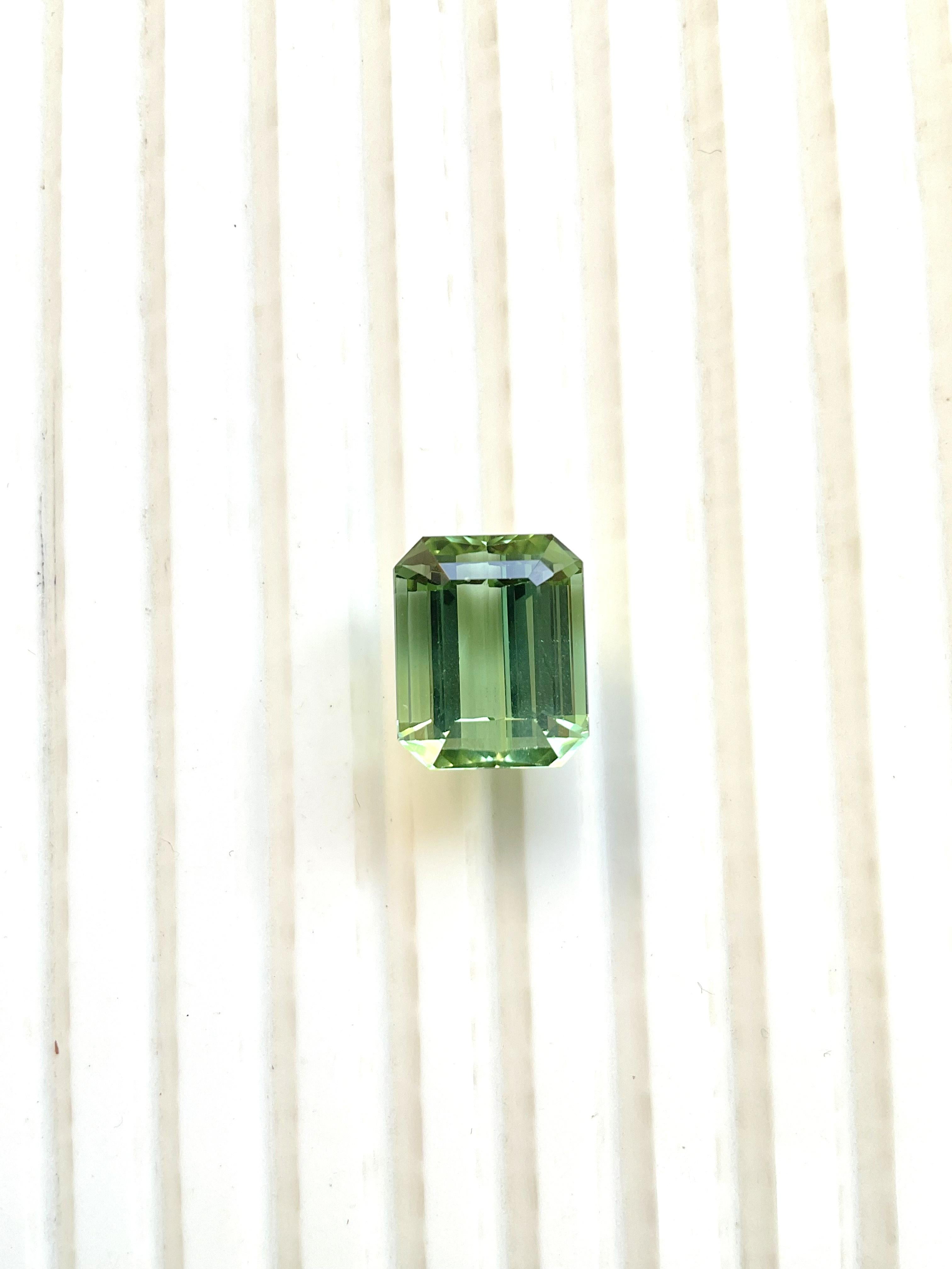 10.07 carats green Tourmaline octagon Faceted cut stone Top Quality Natural gem For Sale 3