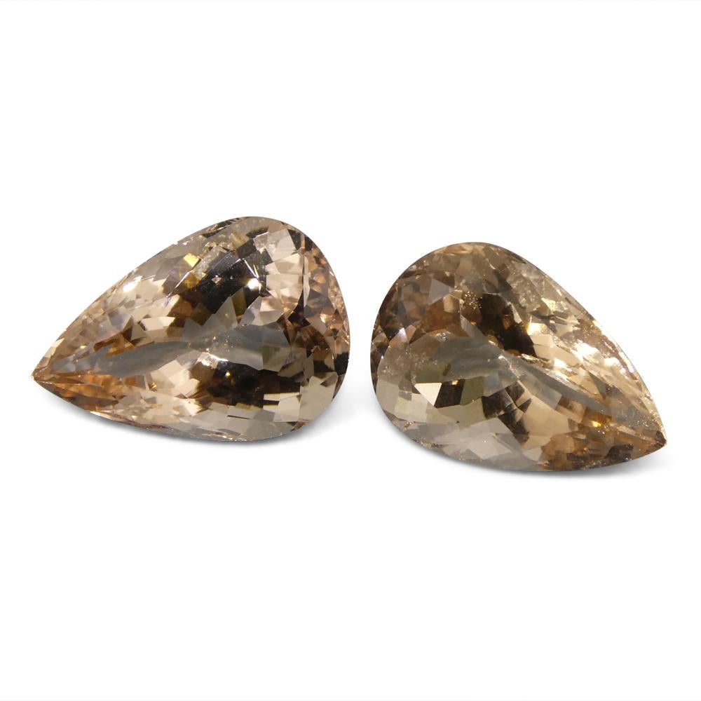 10.07 ct Pear Morganite Pair In New Condition For Sale In Toronto, Ontario