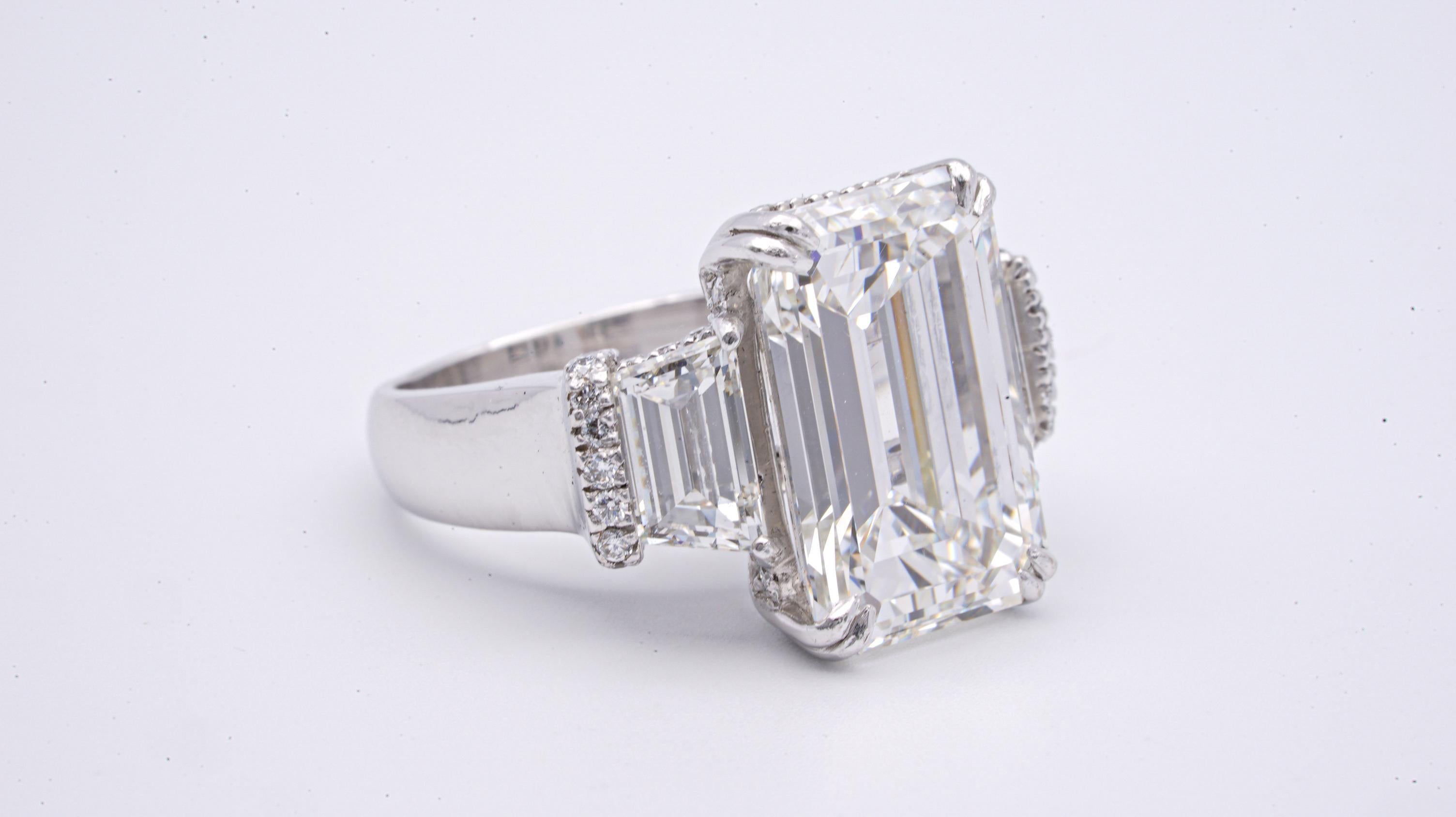 Women's or Men's 10.07 Emerald Cut Diamond Ring, GIA Certified