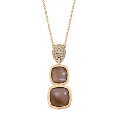 Sunita Nahata Chocolate Moonstone 10.08ct. Pendant in 18KRG with Diamond.