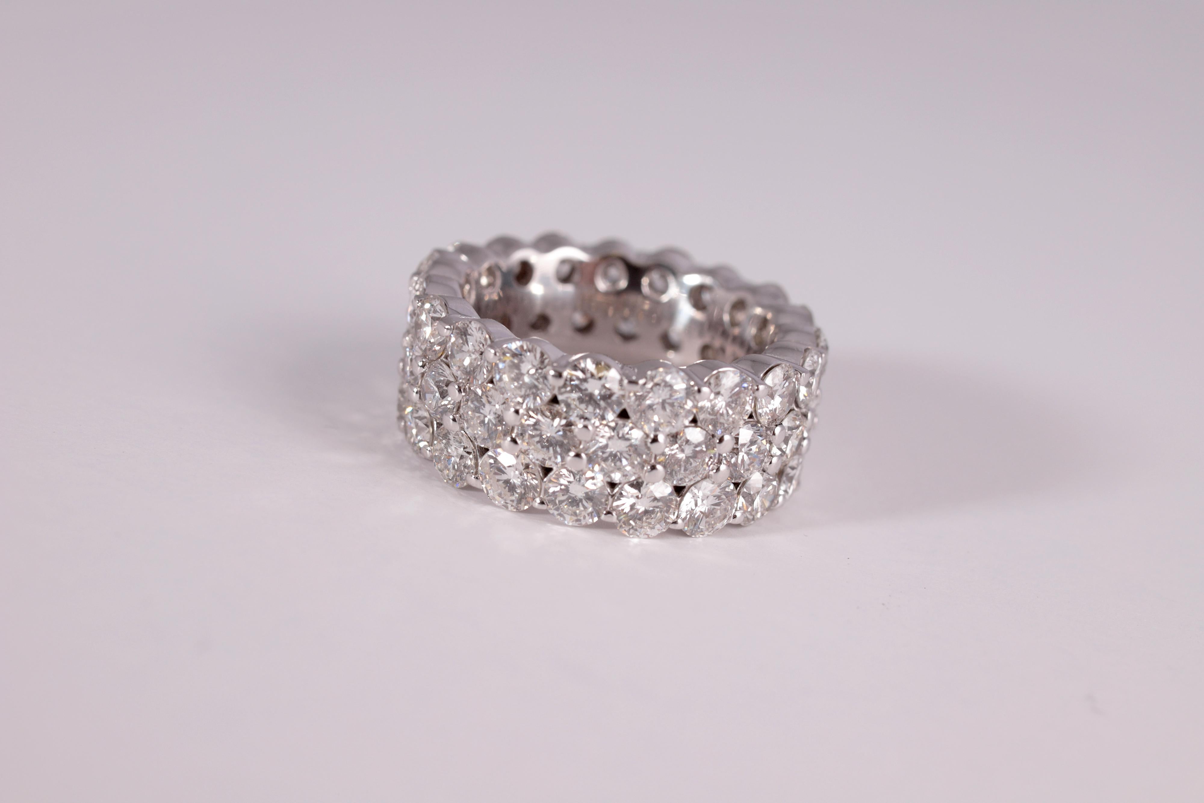Women's or Men's 10.08 Carat Diamond Shared Prong Eternity Ring by Nei For Sale