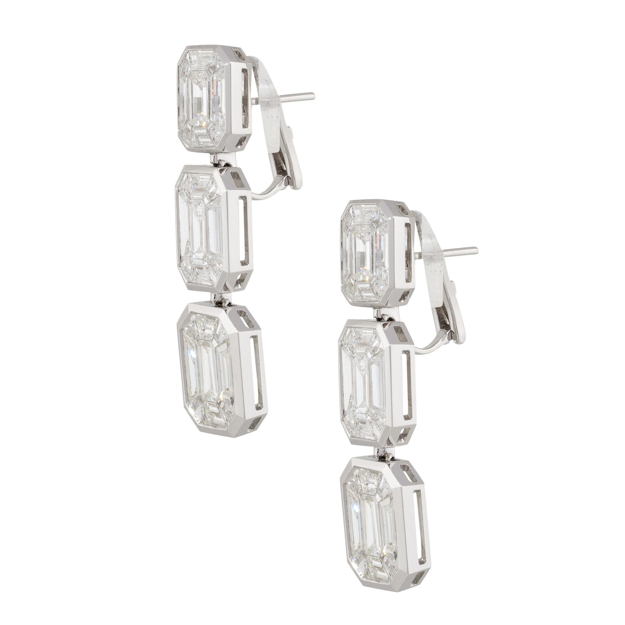 Material: 18k White Gold
Diamond Details: Approximately 10.08ctw of emerald cut Diamonds. Diamonds are G/H in color and VS in clarity
Clasps: Omega clasps
Total Weight: 11.6g (7.5dwt) 
Measurements: 0.45