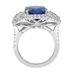 10.08 Carat GRS Certified White Gold Sapphire and Diamond Three Stone Ring