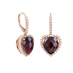 Sunita Nahata Rhodolite 10.08ct. Drop Earring in 18KRG with Diamond