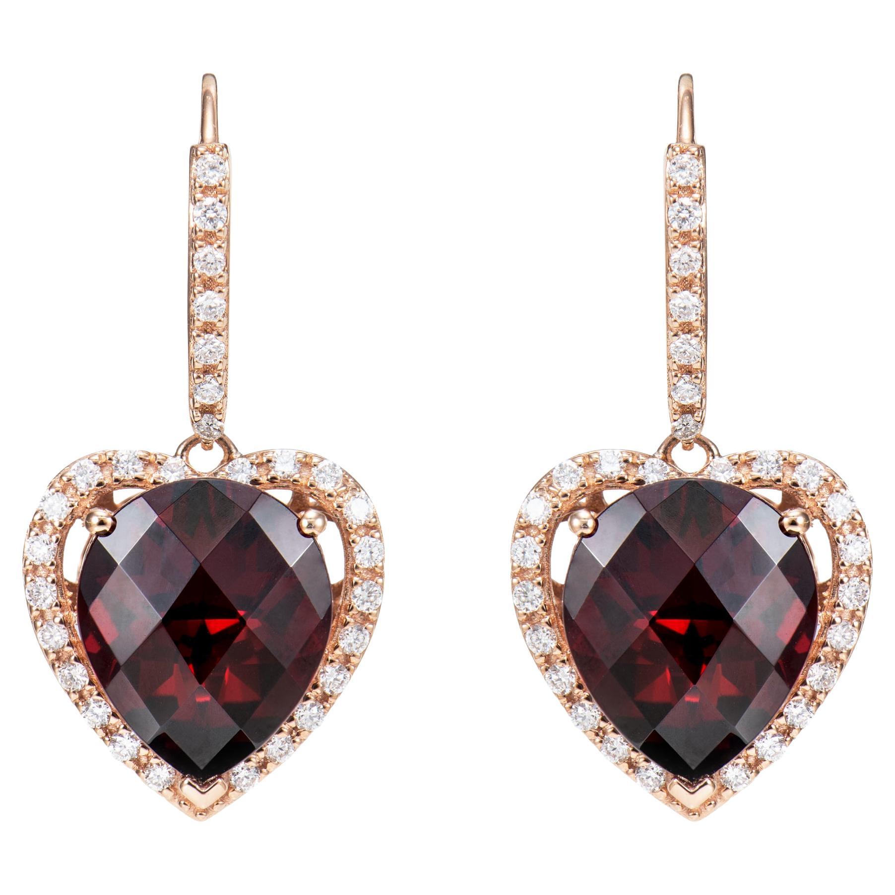 Sunita Nahata Rhodolite 10.08ct. Drop Earring in 18KRG with Diamond