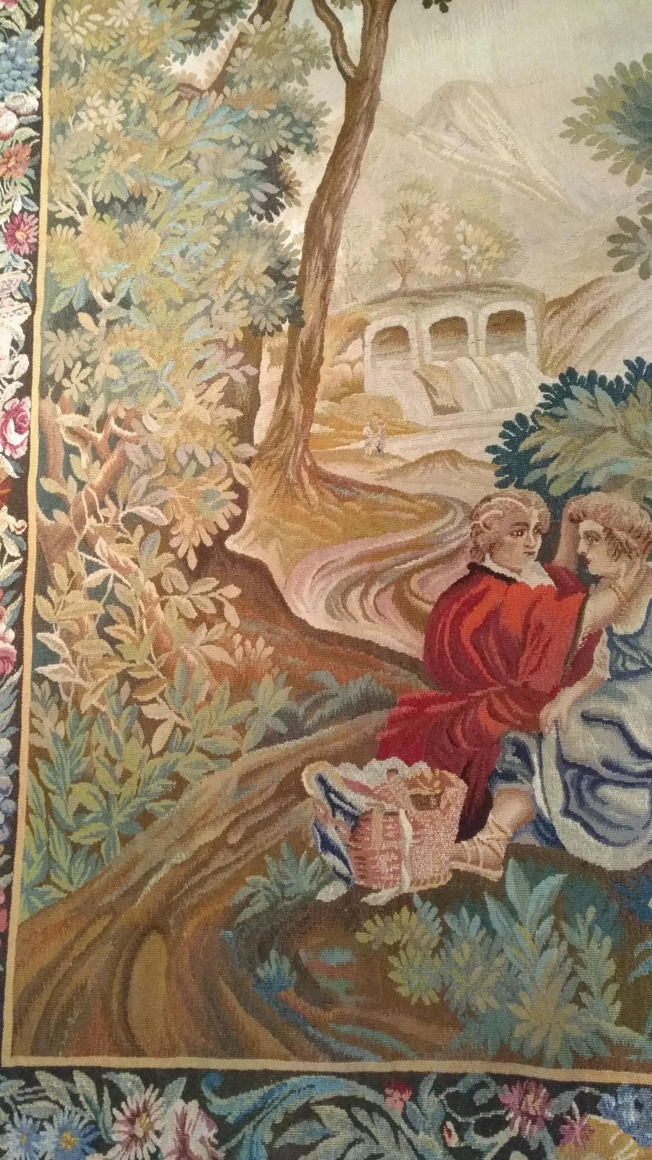 Français 1008 - Luxueuse tapisserie d'Aubusson du 20e siècle au design romantique en vente