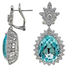 10.08ct Intense Copper-Bearing Greenish Blue Paraiba Tourmaline Earring 18K Gold