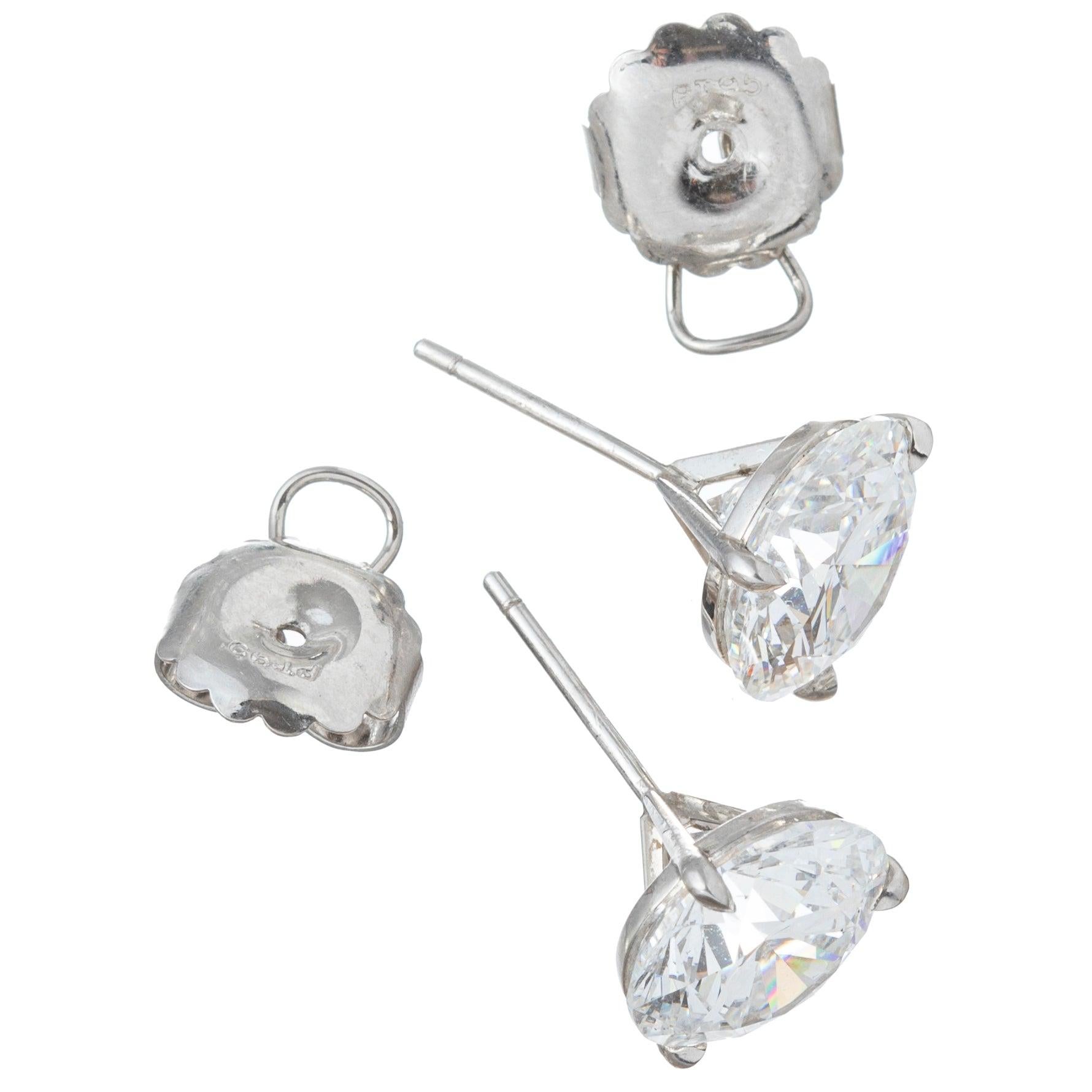 Round Cut 10.09 Carat D-Color Round Brilliant-Cut Diamond Stud Earrings For Sale