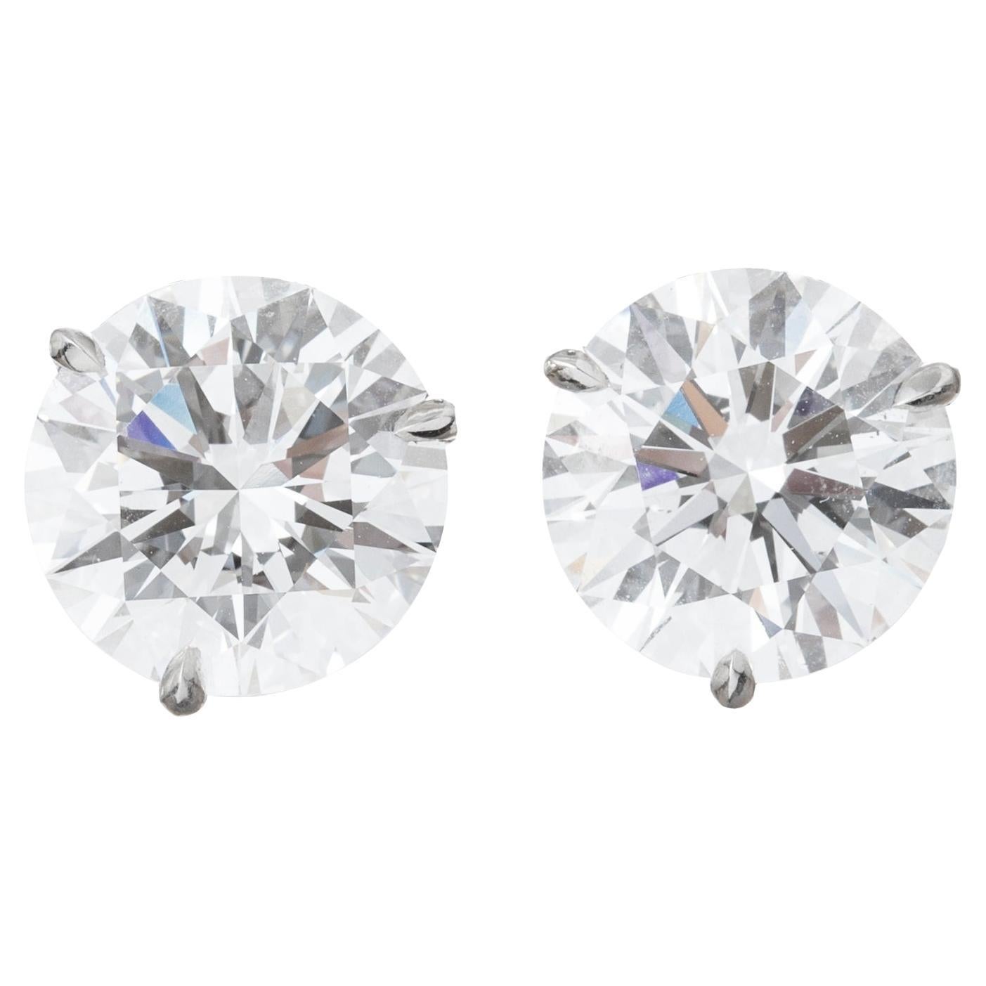 10.09 Carat D-Color Round Brilliant-Cut Diamond Stud Earrings For Sale