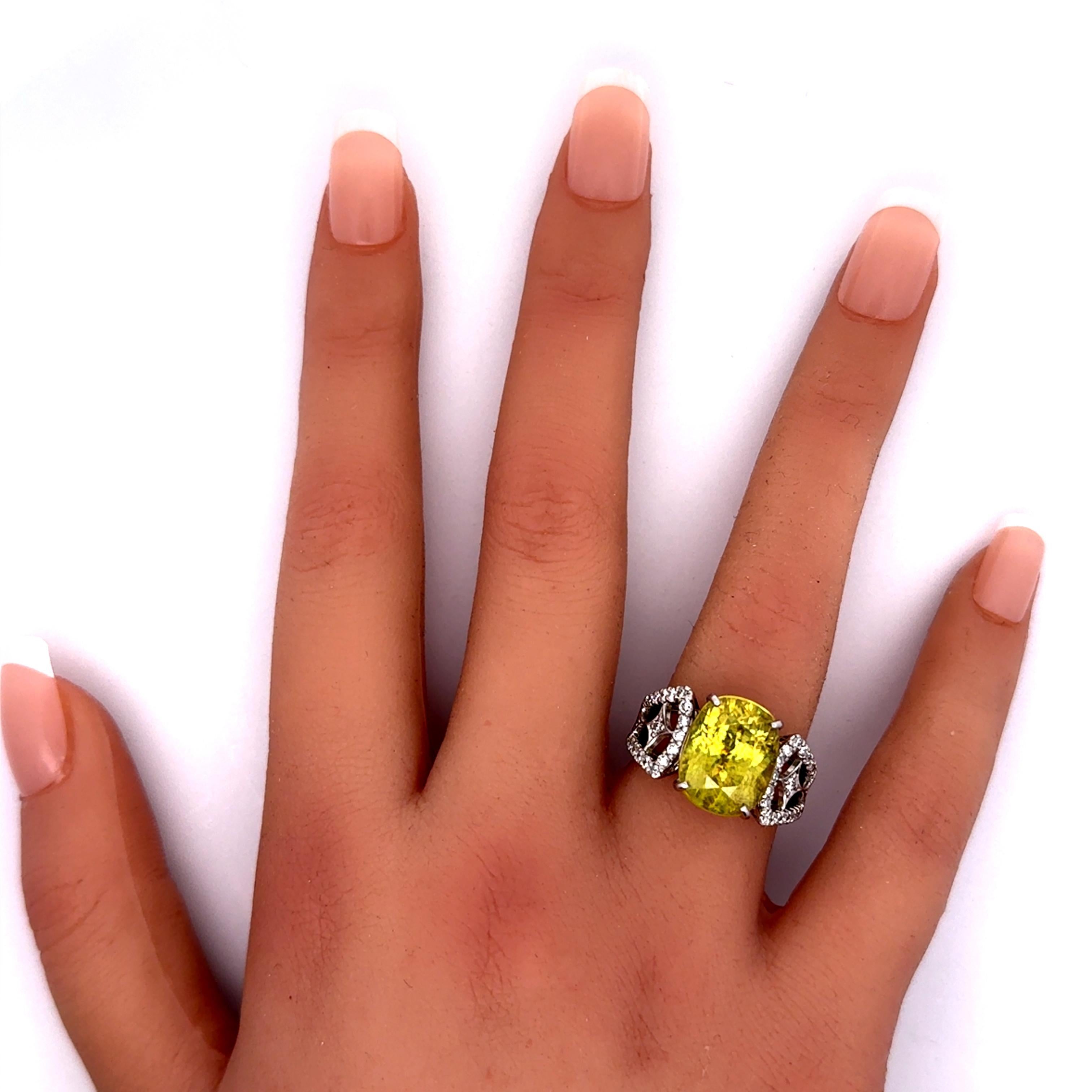 De las mujeres Anillo de Platino con Diamante Esfeno de 10,09 Quilates en venta