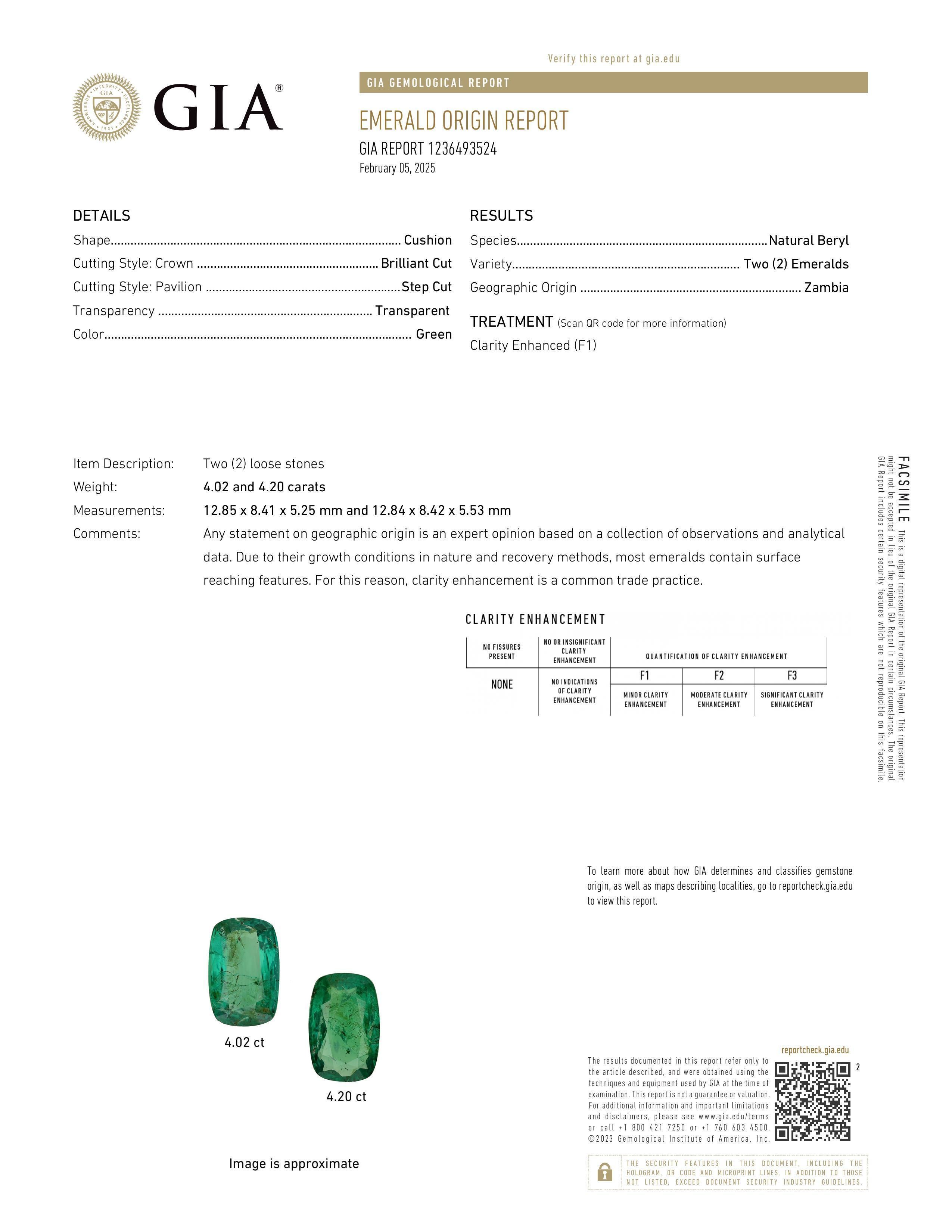 10.08 ct GIA Certified Zambian Emerald & Diamond Earrings For Sale 3