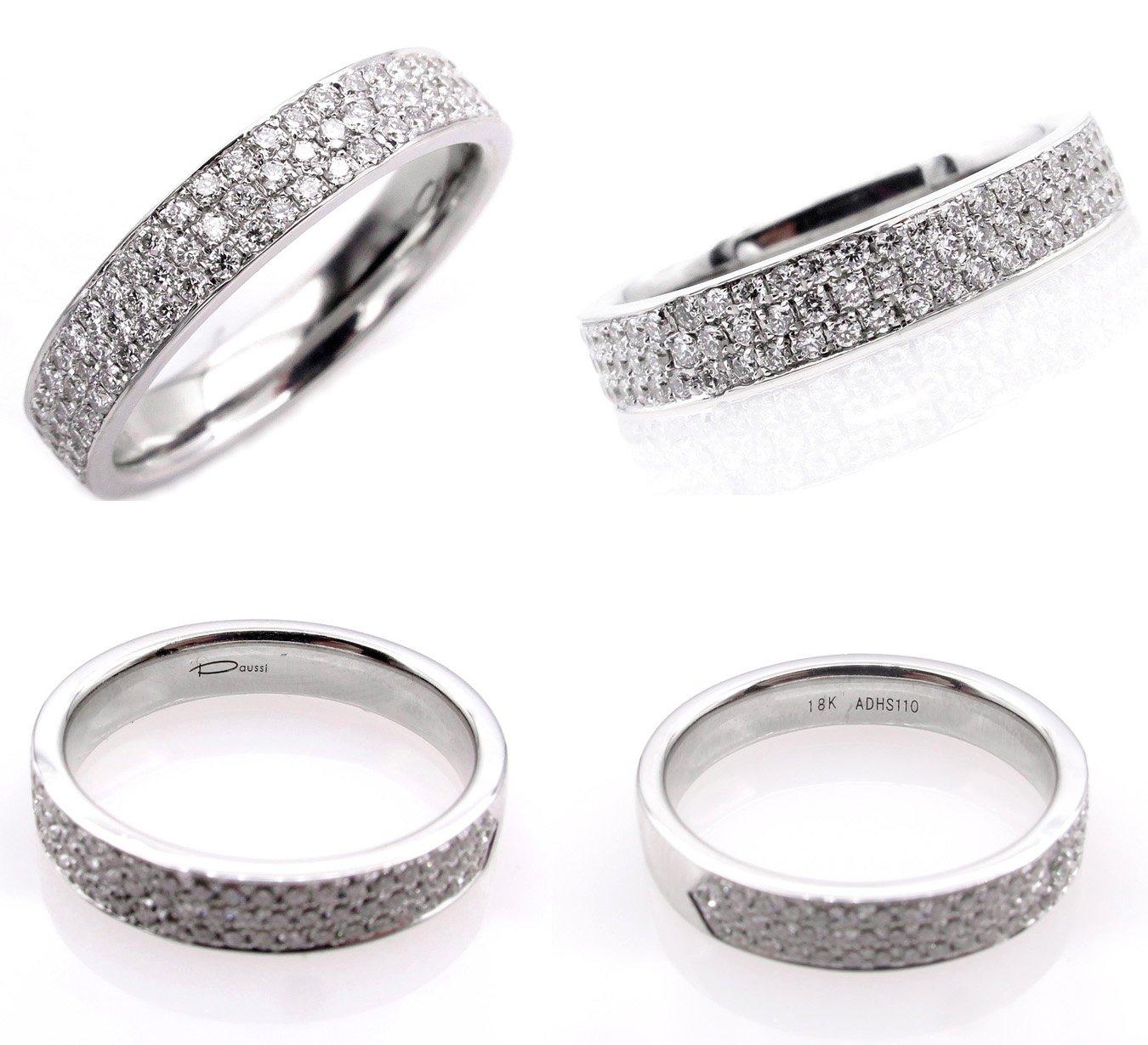 1.00ct 3 Row Pave Diamond 1/2 Way WEDDING ANNIVERSARY Bague en or blanc 18K  Bon état - En vente à New York, NY