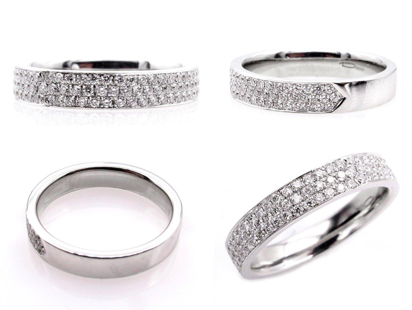 1.00ct 3 Row Pave Diamond 1/2 Way WEDDING ANNIVERSARY Bague en or blanc 18K  Unisexe en vente