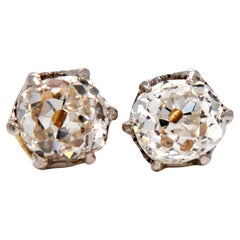 1.00ct antique old mine cut diamond studs