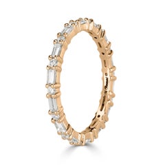 1.00ct Baguette Cut and Round Brilliant Cut Diamond Eternity Band in 18k