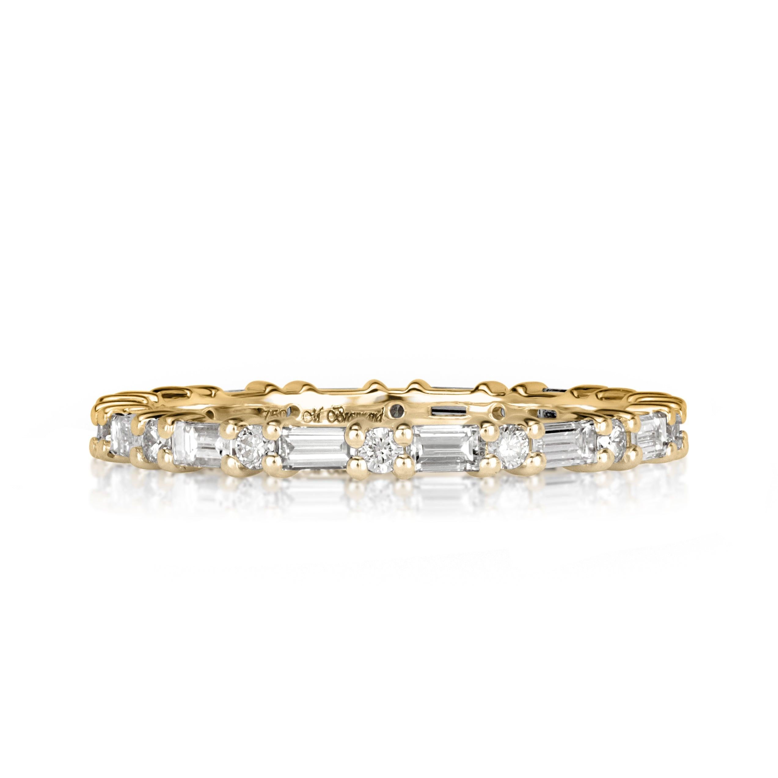 1.00ct Baguette Cut and Round Brilliant Cut Diamond Eternity Band in 18k