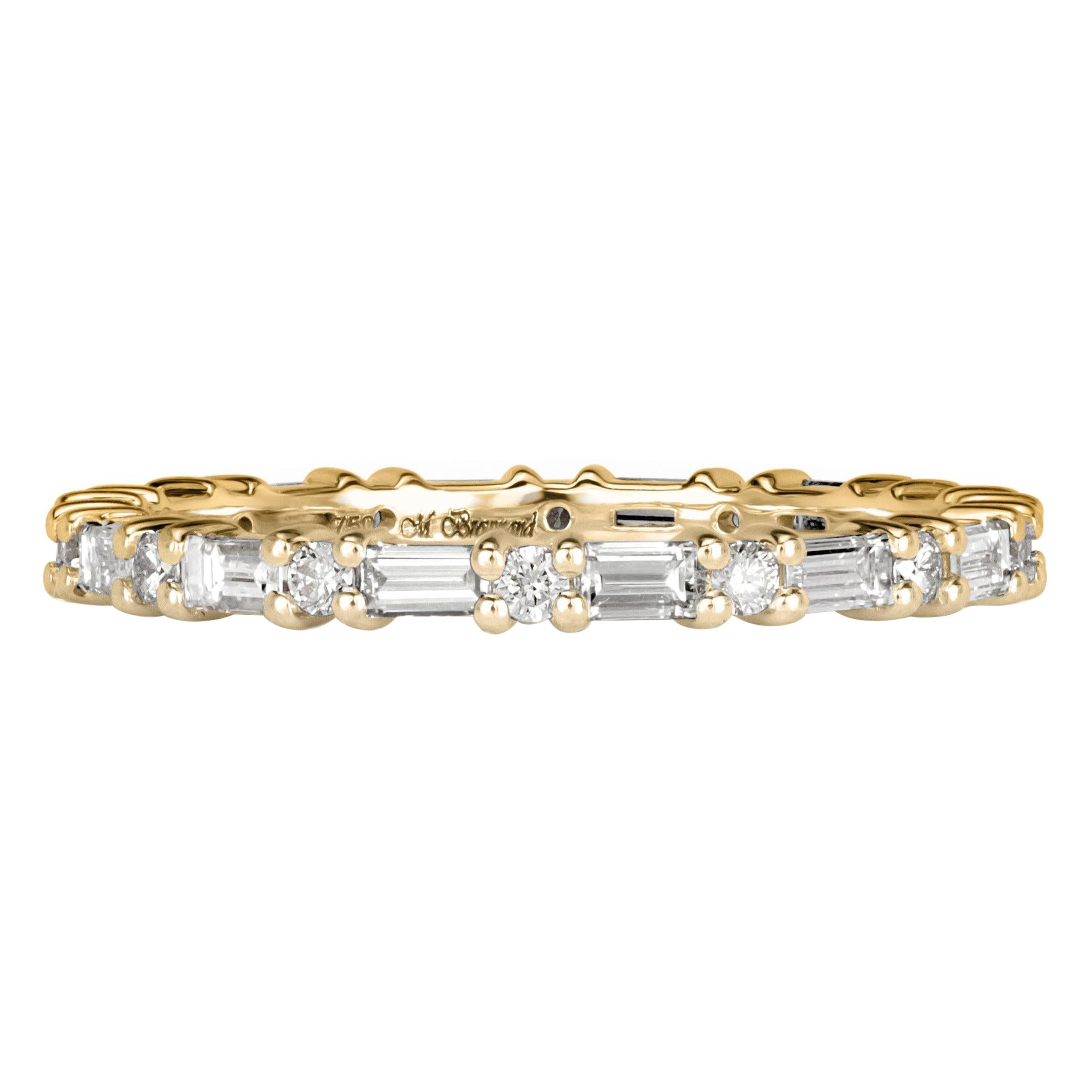 1.00ct Baguette Cut and Round Brilliant Cut Diamond Eternity Band in 18k For Sale
