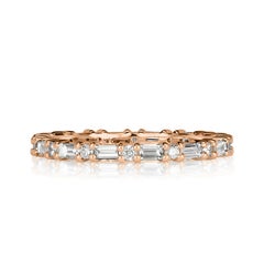 1.00ct Baguette Cut and Round Brilliant Cut Diamond Eternity Band in 18k Rose